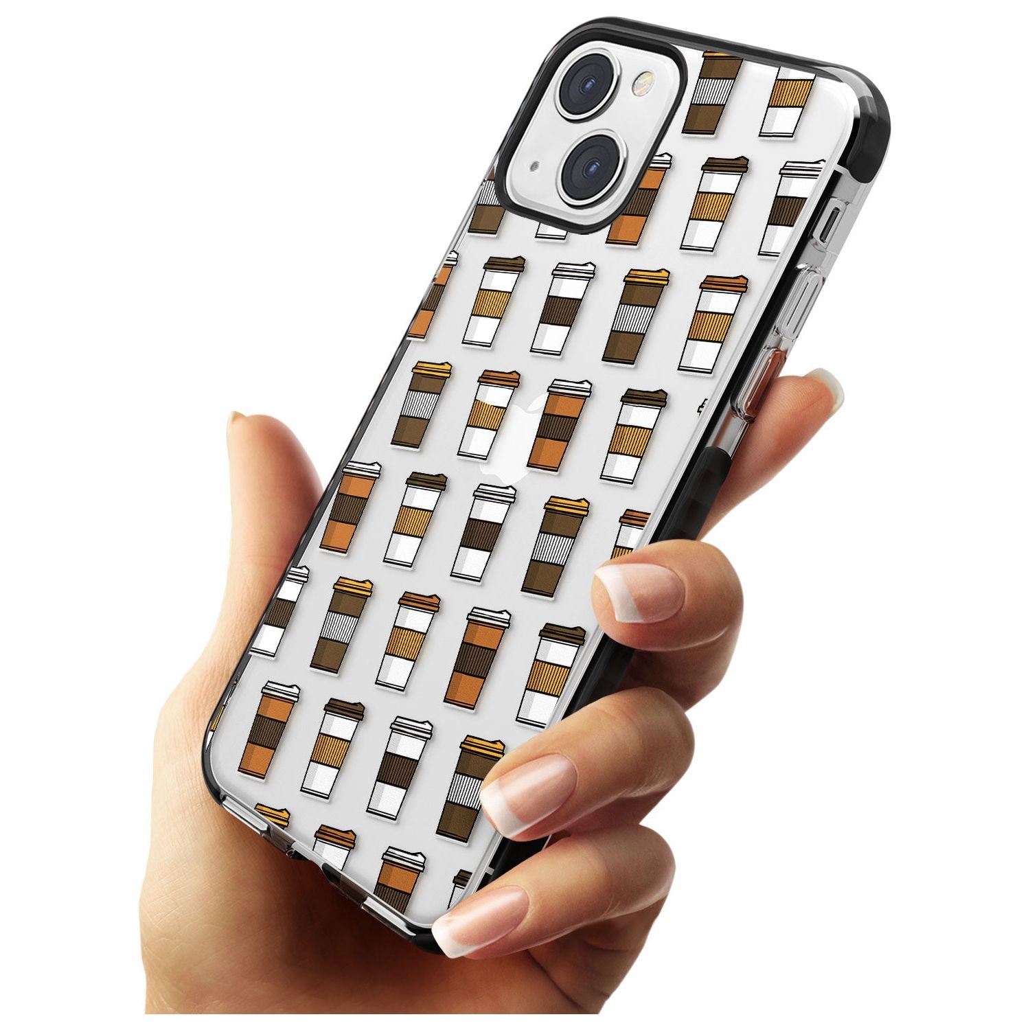 Coffee Cup Pattern Black Impact Phone Case for iPhone 13 & 13 Mini