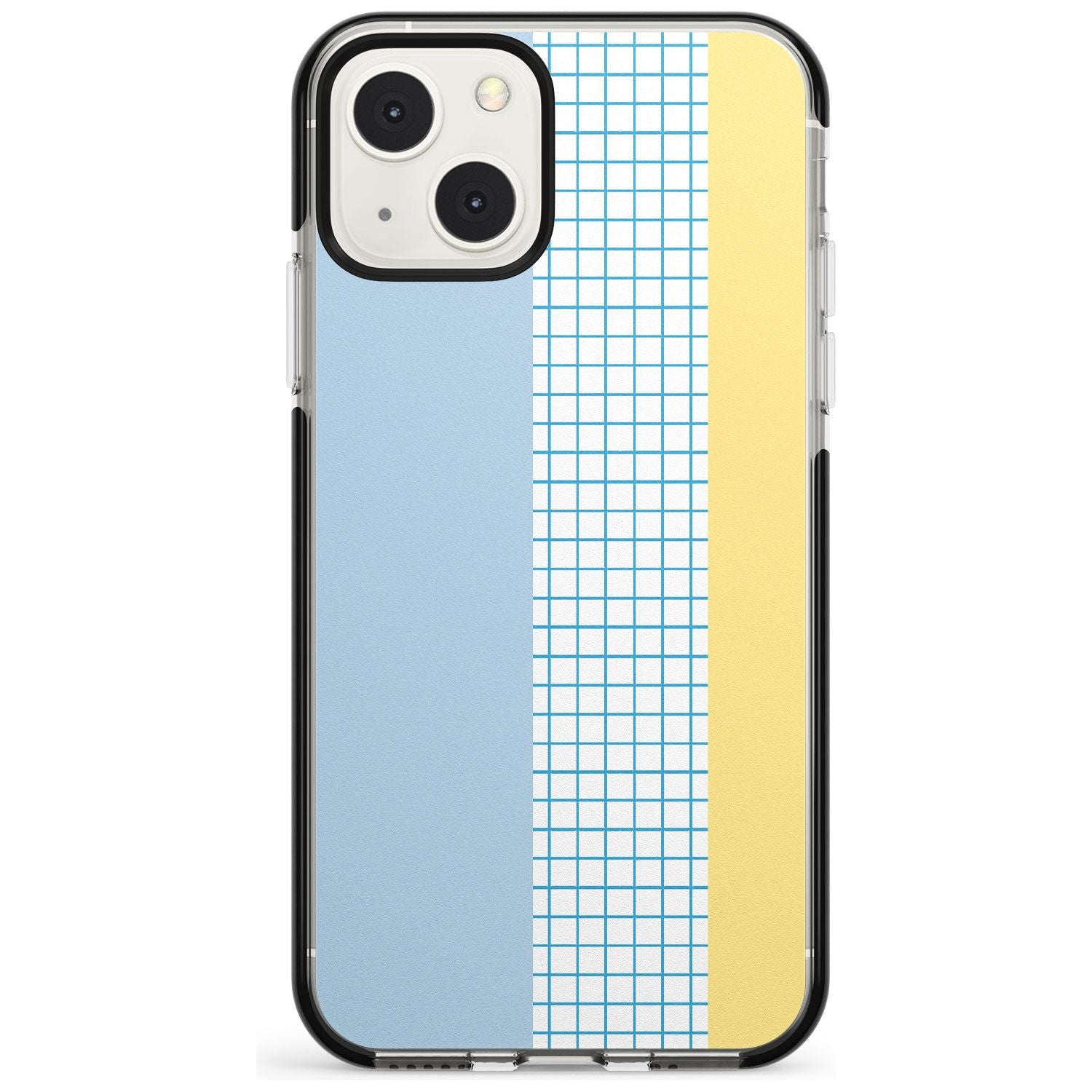 Abstract Grid Blue & Yellow Phone Case iPhone 13 Mini / Black Impact Case Blanc Space