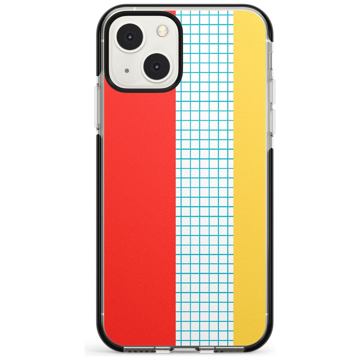 Abstract Grid Red, Blue, Yellow Phone Case iPhone 13 Mini / Black Impact Case Blanc Space