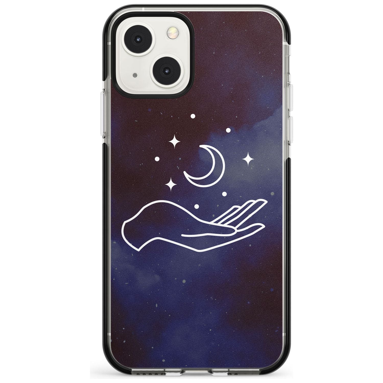 Floating Moon Above Hand Phone Case iPhone 13 Mini / Black Impact Case Blanc Space