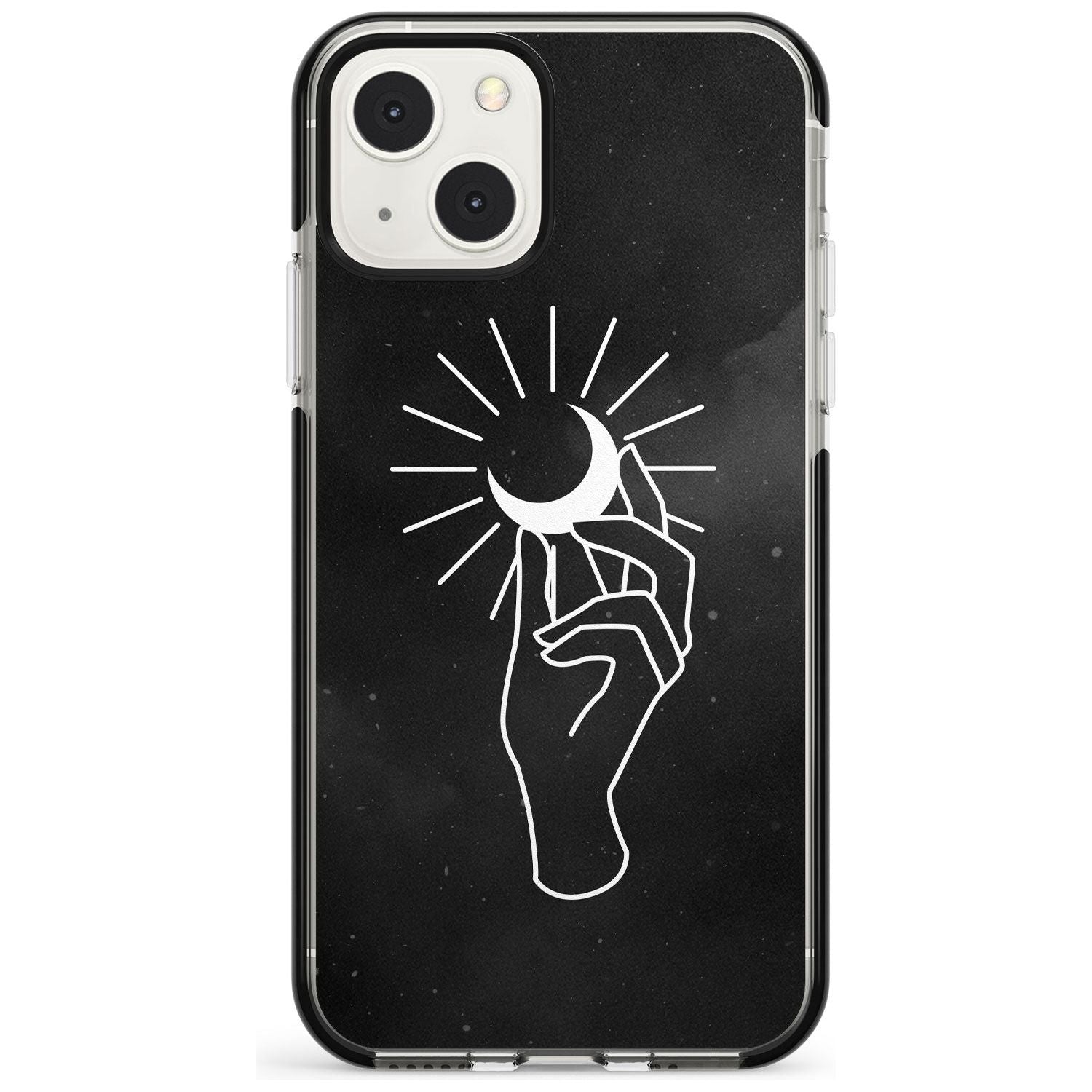 Hand Holding Moon Phone Case iPhone 13 Mini / Black Impact Case Blanc Space