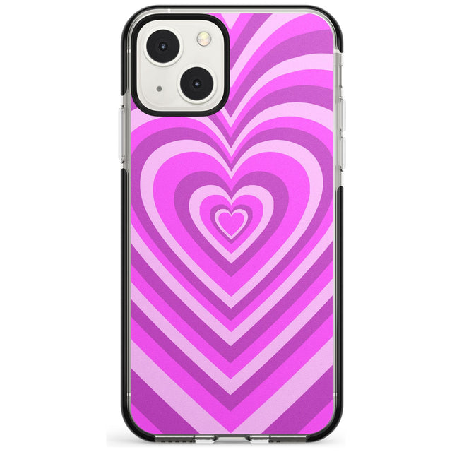 Pink Heart Illusion Black Impact Phone Case for iPhone 13 & 13 Mini