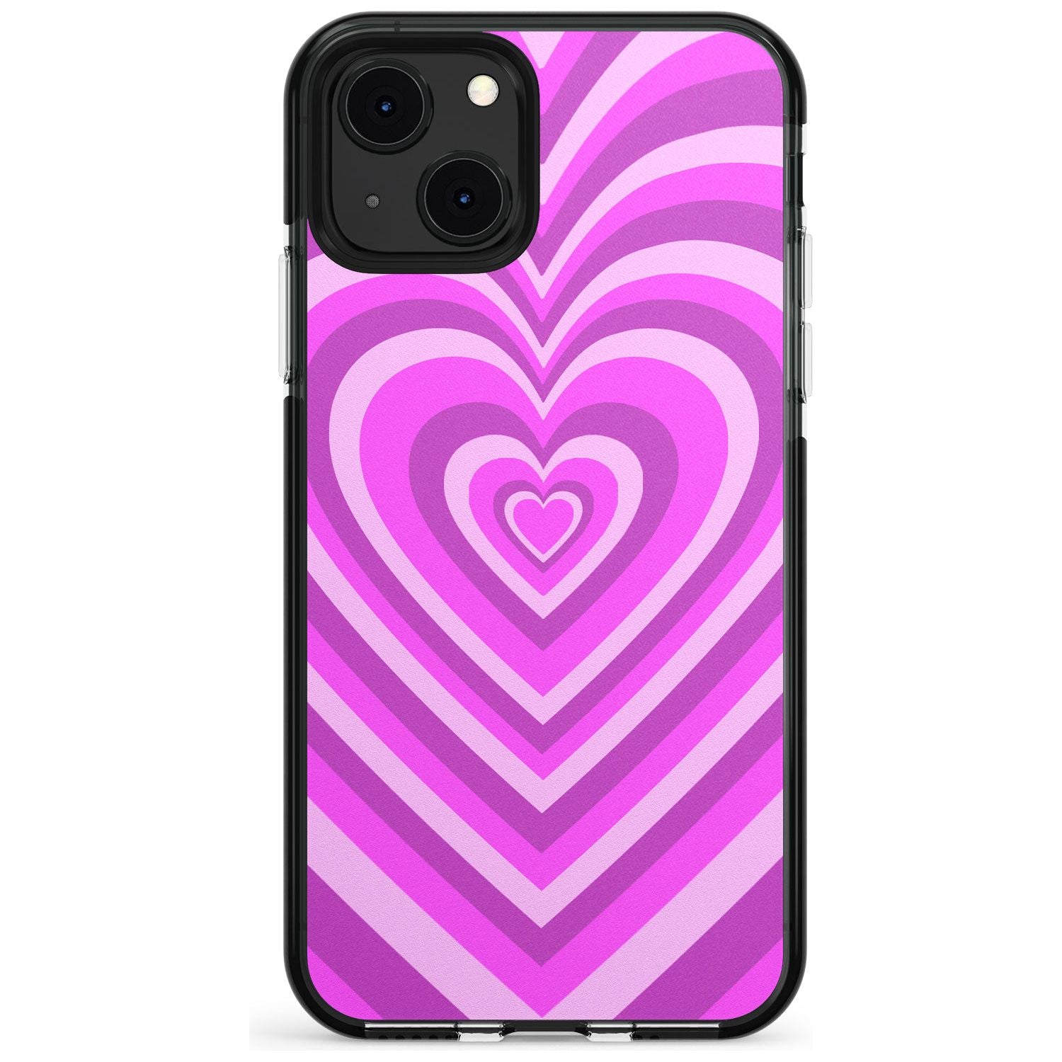 Pink Heart Illusion Black Impact Phone Case for iPhone 13 & 13 Mini