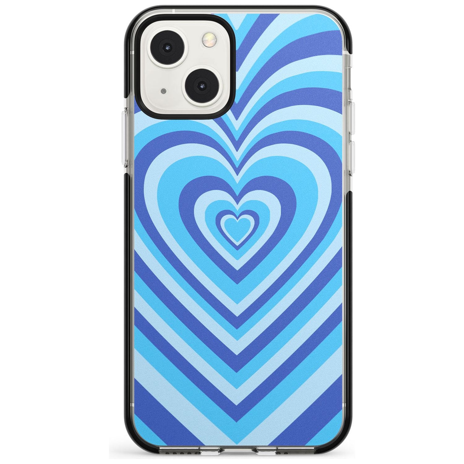 Blue Heart Illusion Black Impact Phone Case for iPhone 13 & 13 Mini