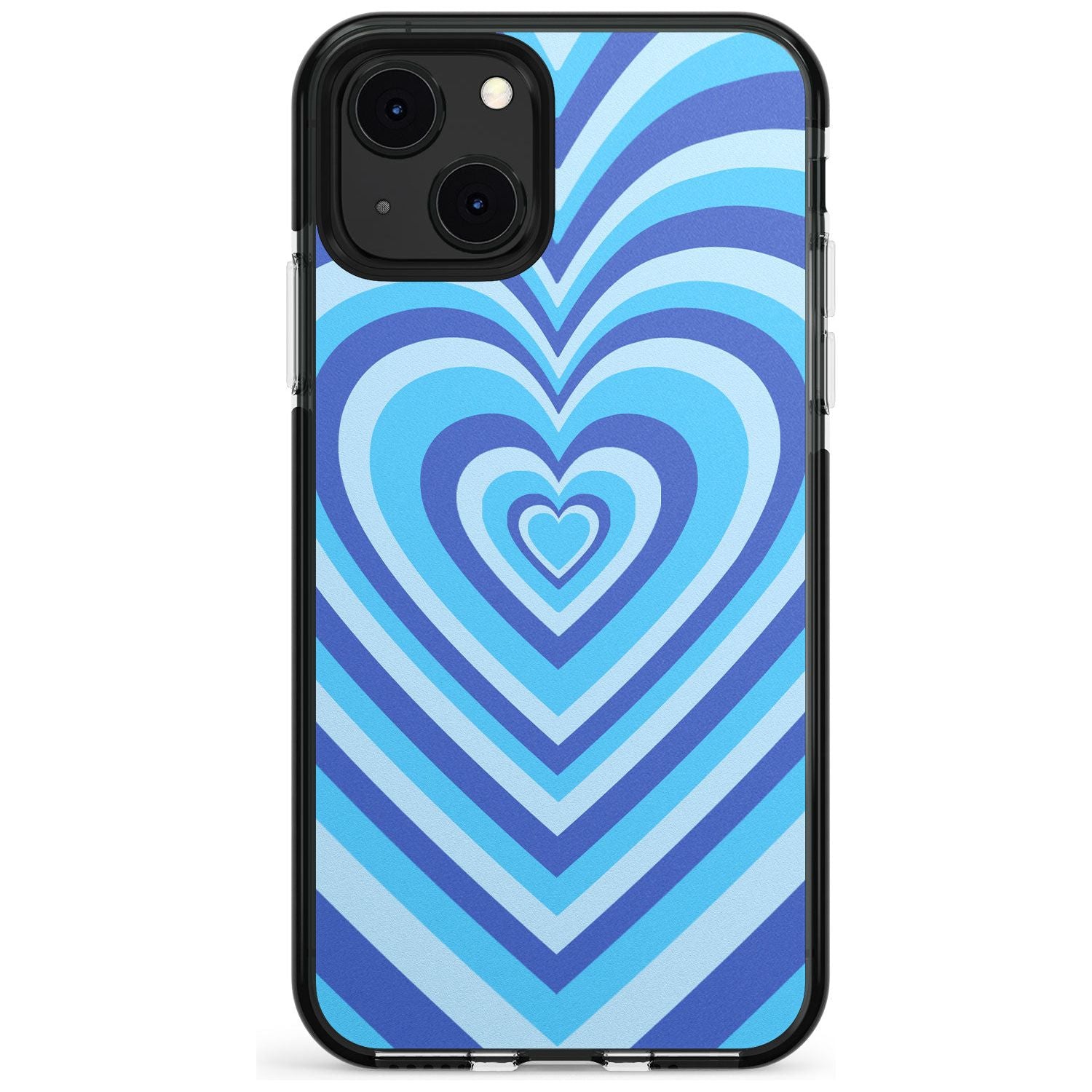 Blue Heart Illusion Black Impact Phone Case for iPhone 13 & 13 Mini