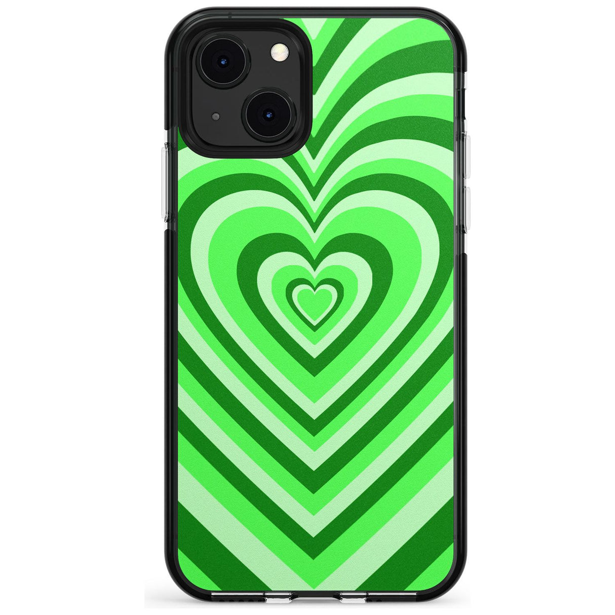 Green Heart Illusion Black Impact Phone Case for iPhone 13 & 13 Mini