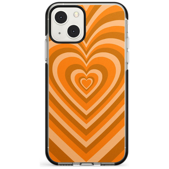 Orange Heart Illusion Black Impact Phone Case for iPhone 13 & 13 Mini