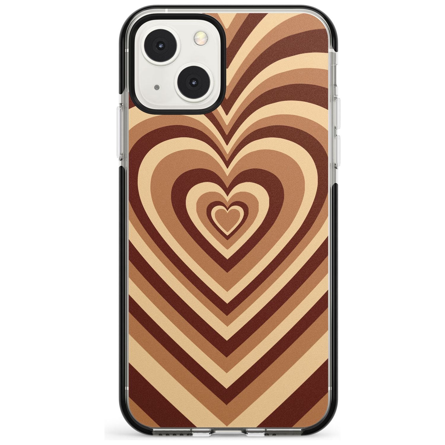 Latte Heart Illusion Black Impact Phone Case for iPhone 13 & 13 Mini