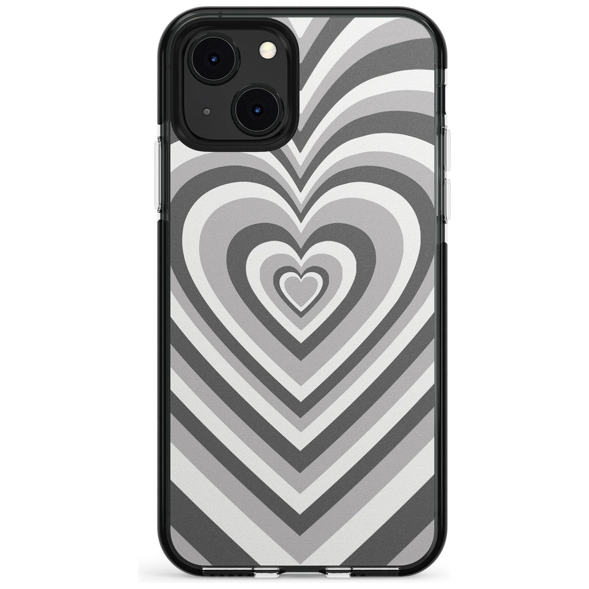 Monochrome Heart Illusion Black Impact Phone Case for iPhone 13 & 13 Mini