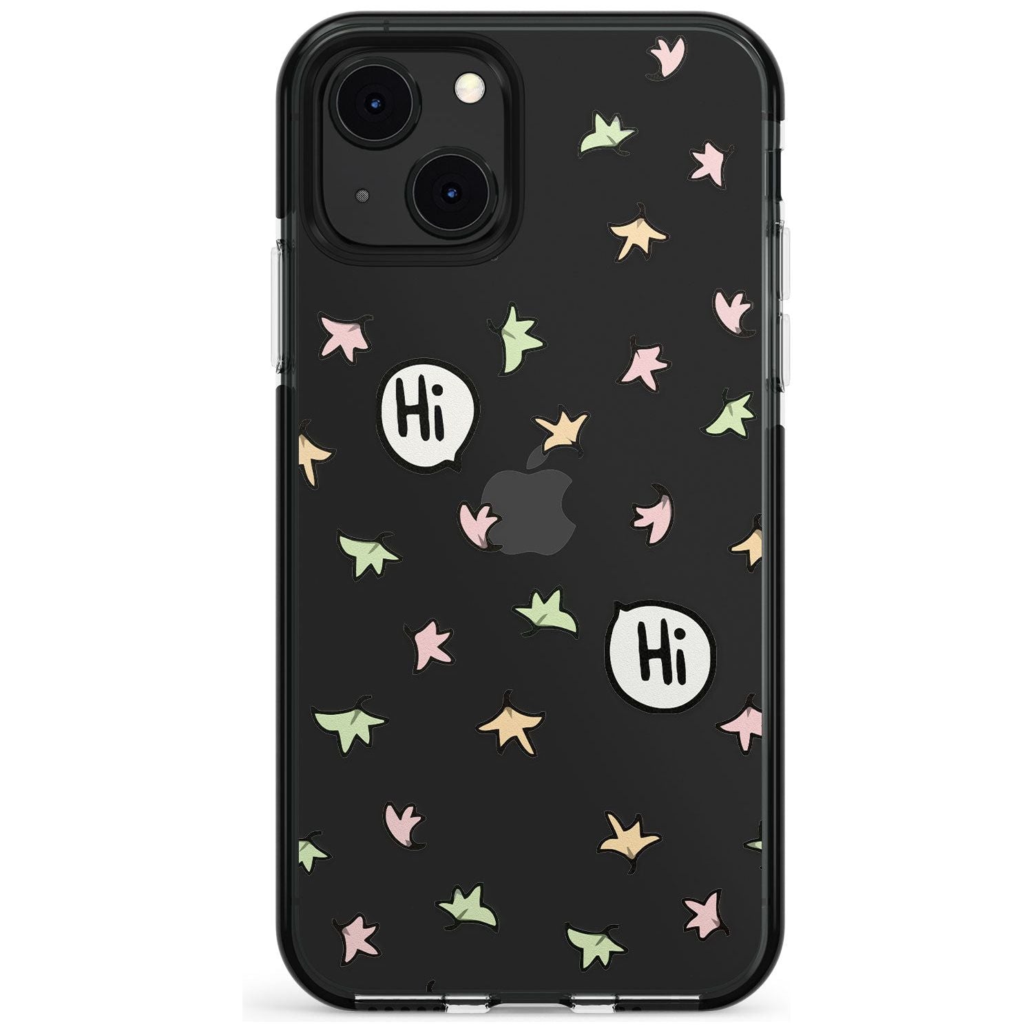 Heartstopper Leaves Pattern Black Impact Phone Case for iPhone 13 & 13 Mini