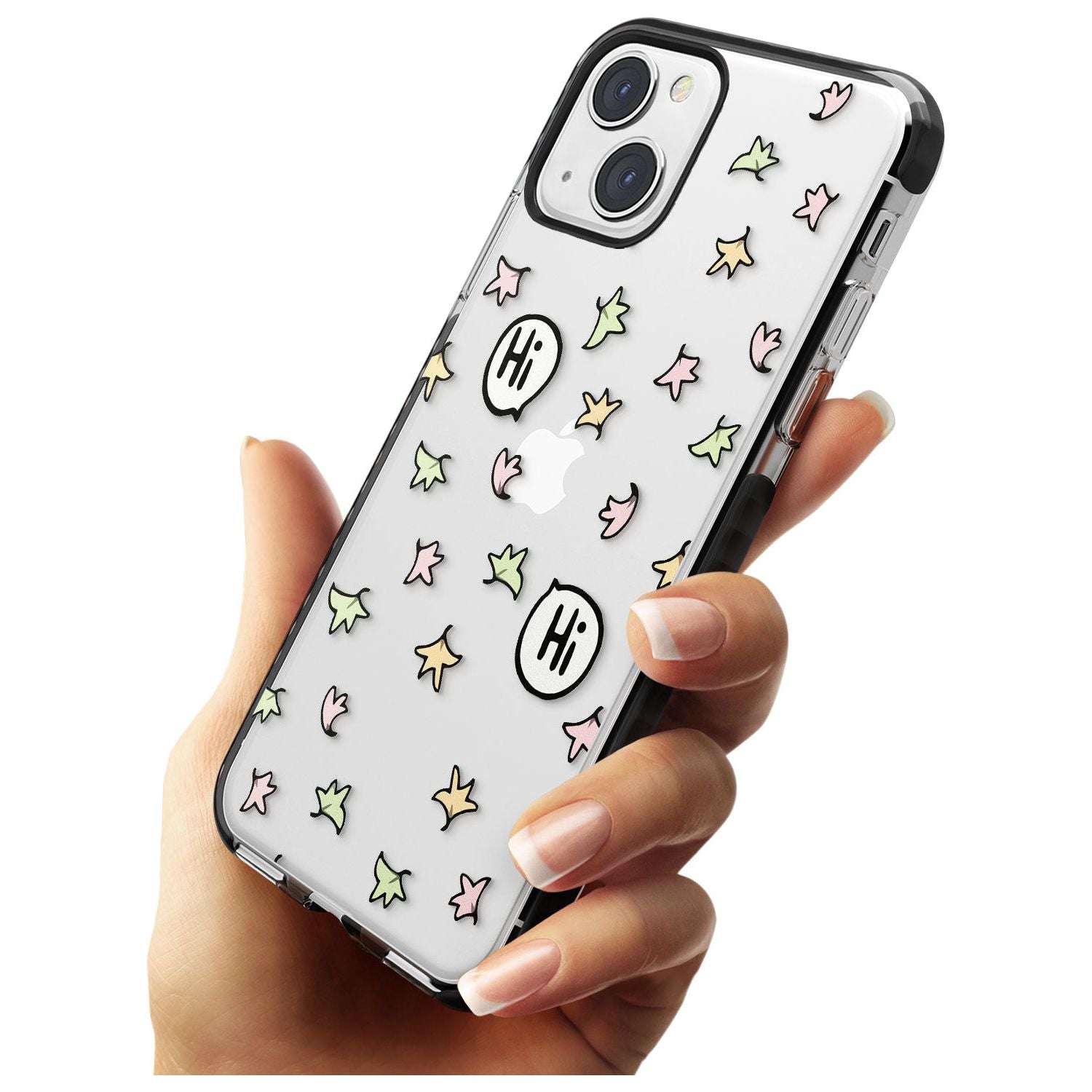 Heartstopper Leaves Pattern Black Impact Phone Case for iPhone 13 & 13 Mini
