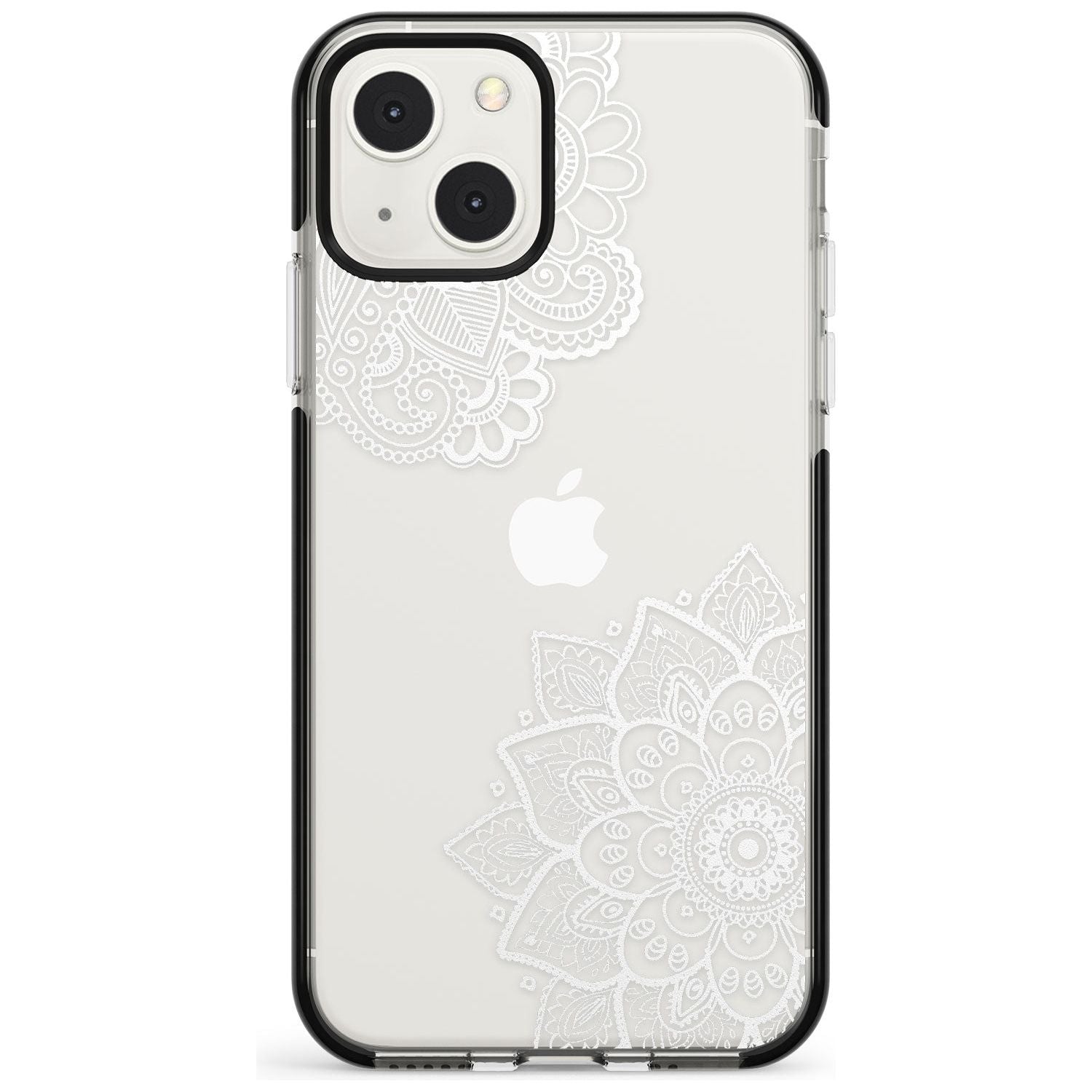 White Henna Florals Black Impact Phone Case for iPhone 13 & 13 Mini