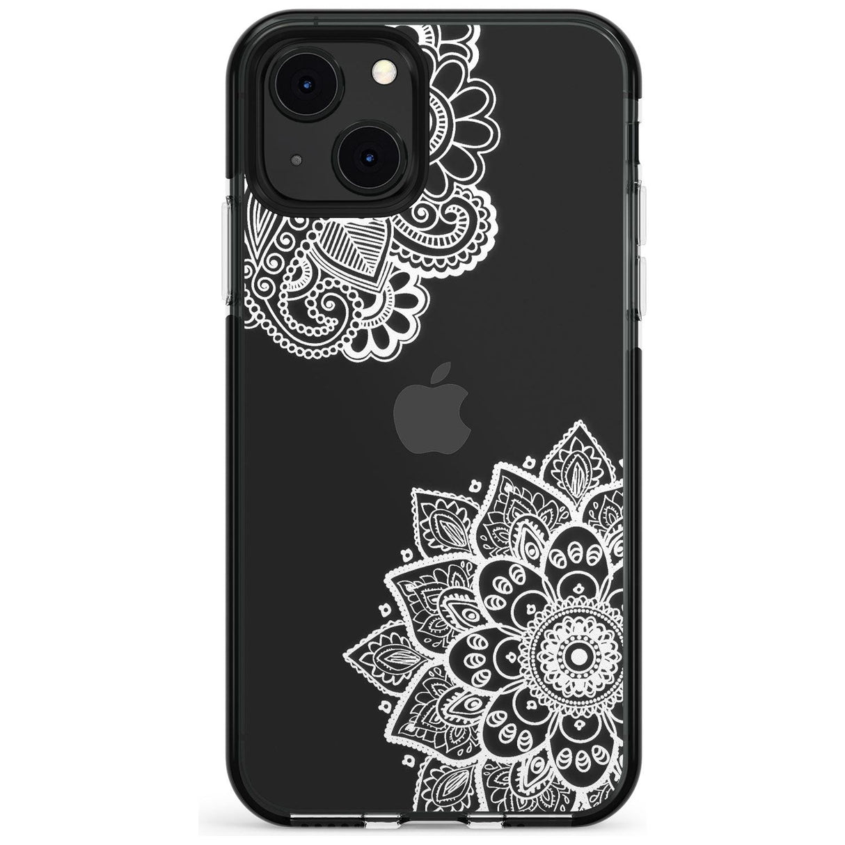 White Henna Florals Black Impact Phone Case for iPhone 13 & 13 Mini