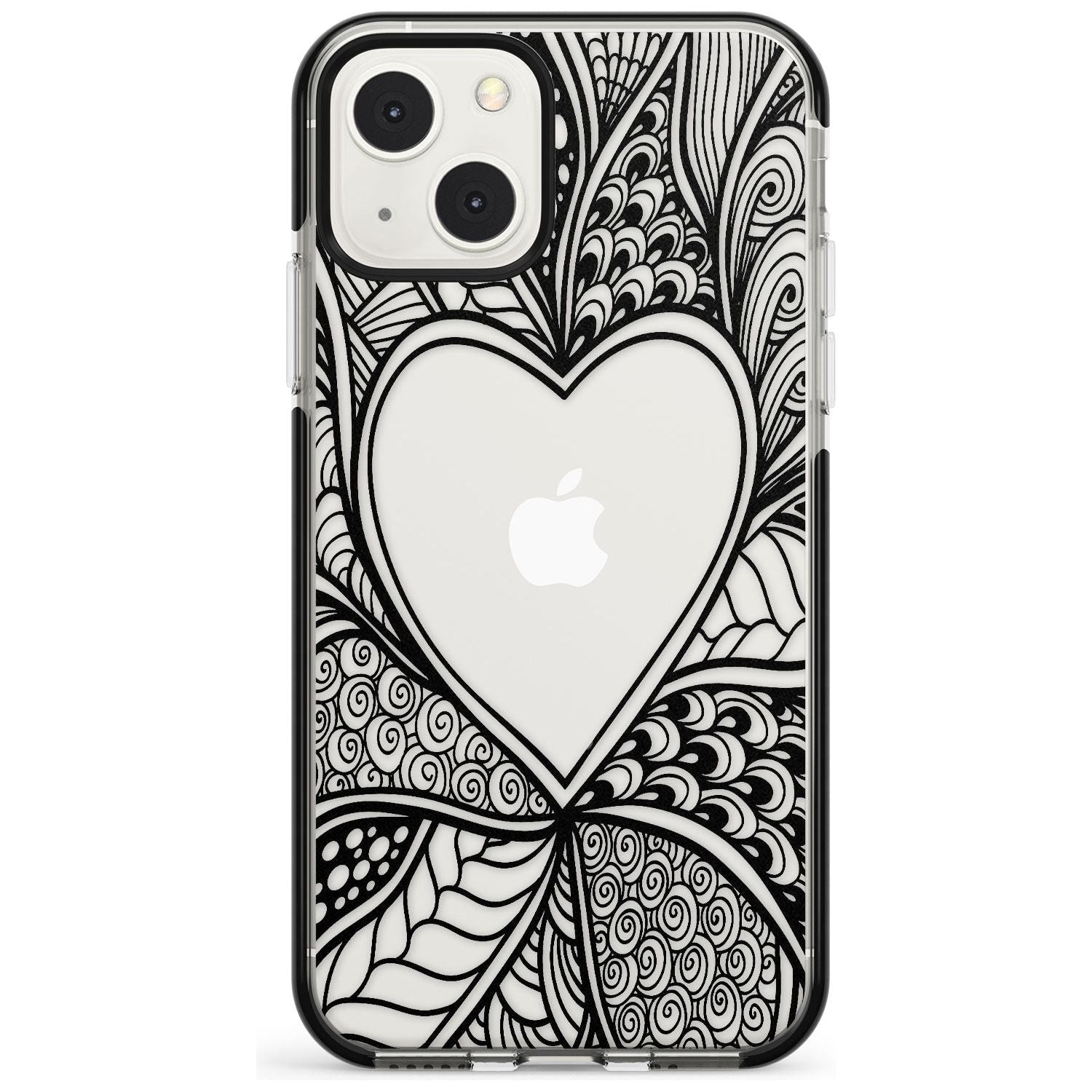 Black Henna Heart Black Impact Phone Case for iPhone 13 & 13 Mini