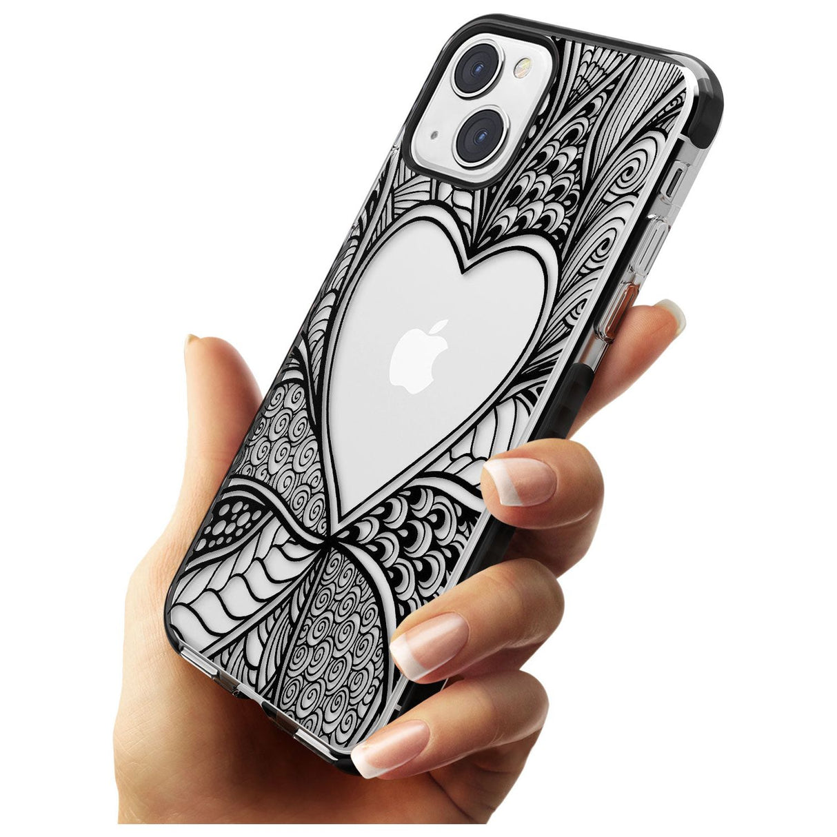 Black Henna Heart Black Impact Phone Case for iPhone 13 & 13 Mini