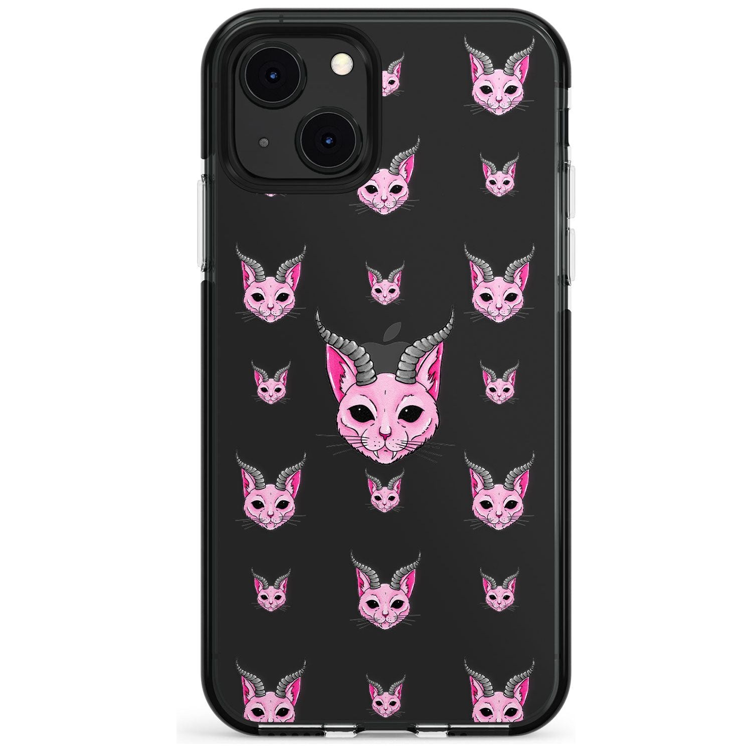 Demon Cat Pattern Black Impact Phone Case for iPhone 13 & 13 Mini