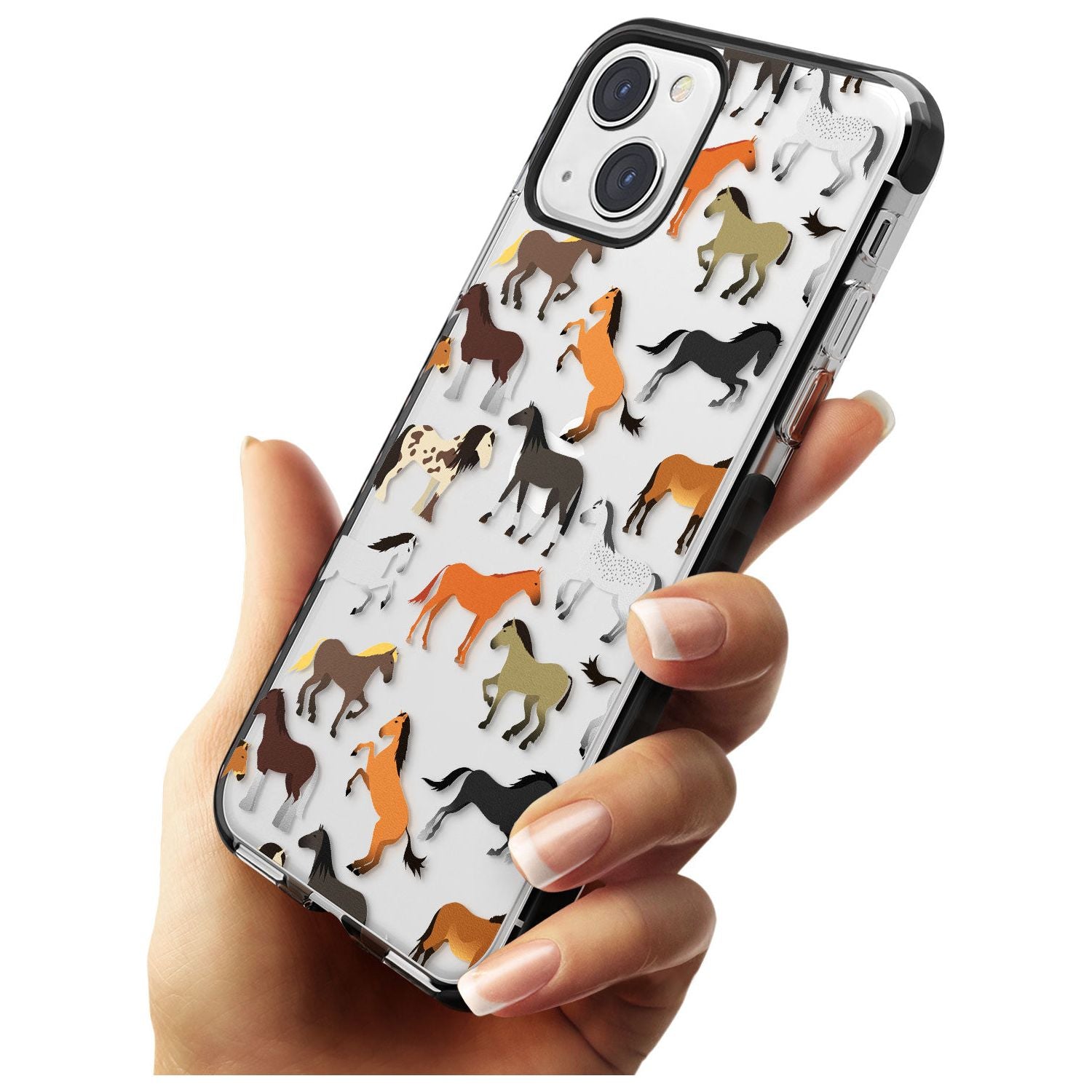 Horse Pattern Black Impact Phone Case for iPhone 13 & 13 Mini