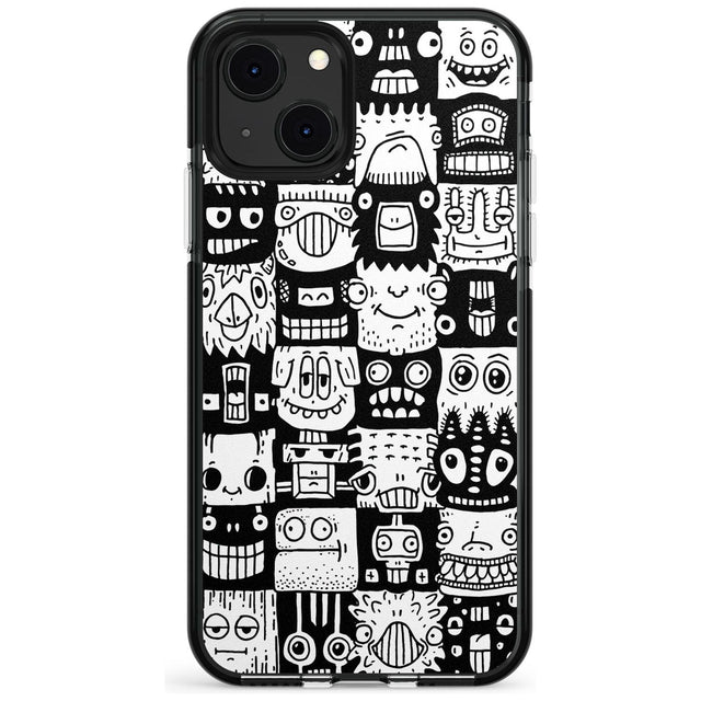 Checkerboard Heads Black Impact Phone Case for iPhone 13 & 13 Mini