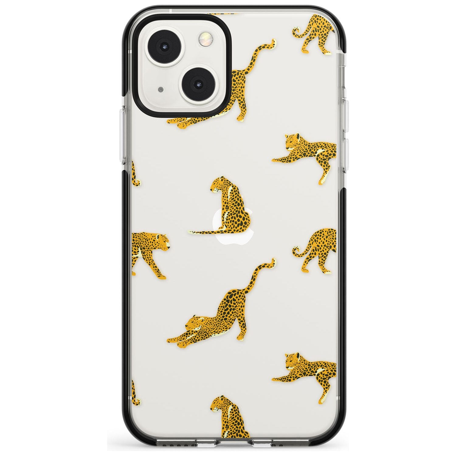 Clear Jaguar Jungle Cat Pattern Phone Case iPhone 13 Mini / Black Impact Case Blanc Space