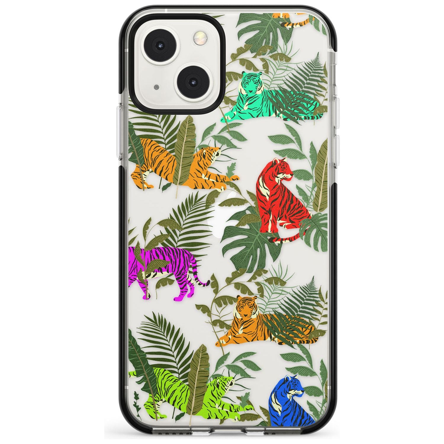 Colourful Tiger Jungle Cat Pattern Phone Case iPhone 13 Mini / Black Impact Case Blanc Space