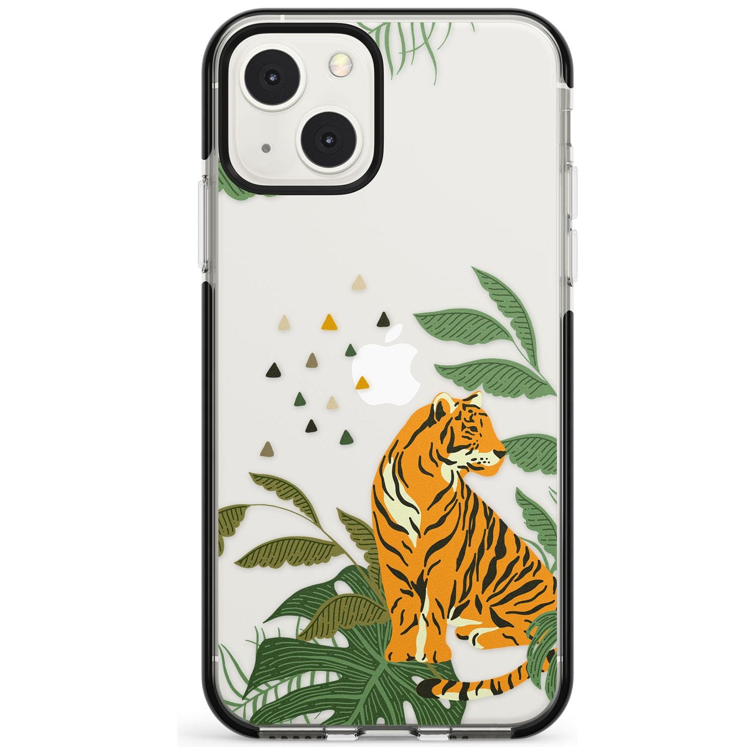 Large Tiger Clear Jungle Cat Pattern Phone Case iPhone 13 Mini / Black Impact Case Blanc Space