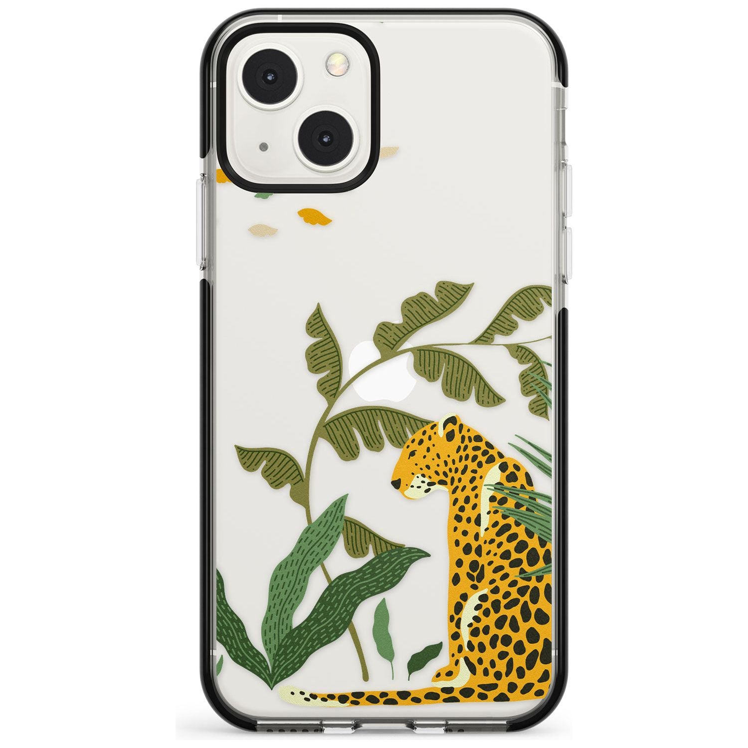 Large Jaguar Clear Jungle Cat Pattern Phone Case iPhone 13 Mini / Black Impact Case Blanc Space