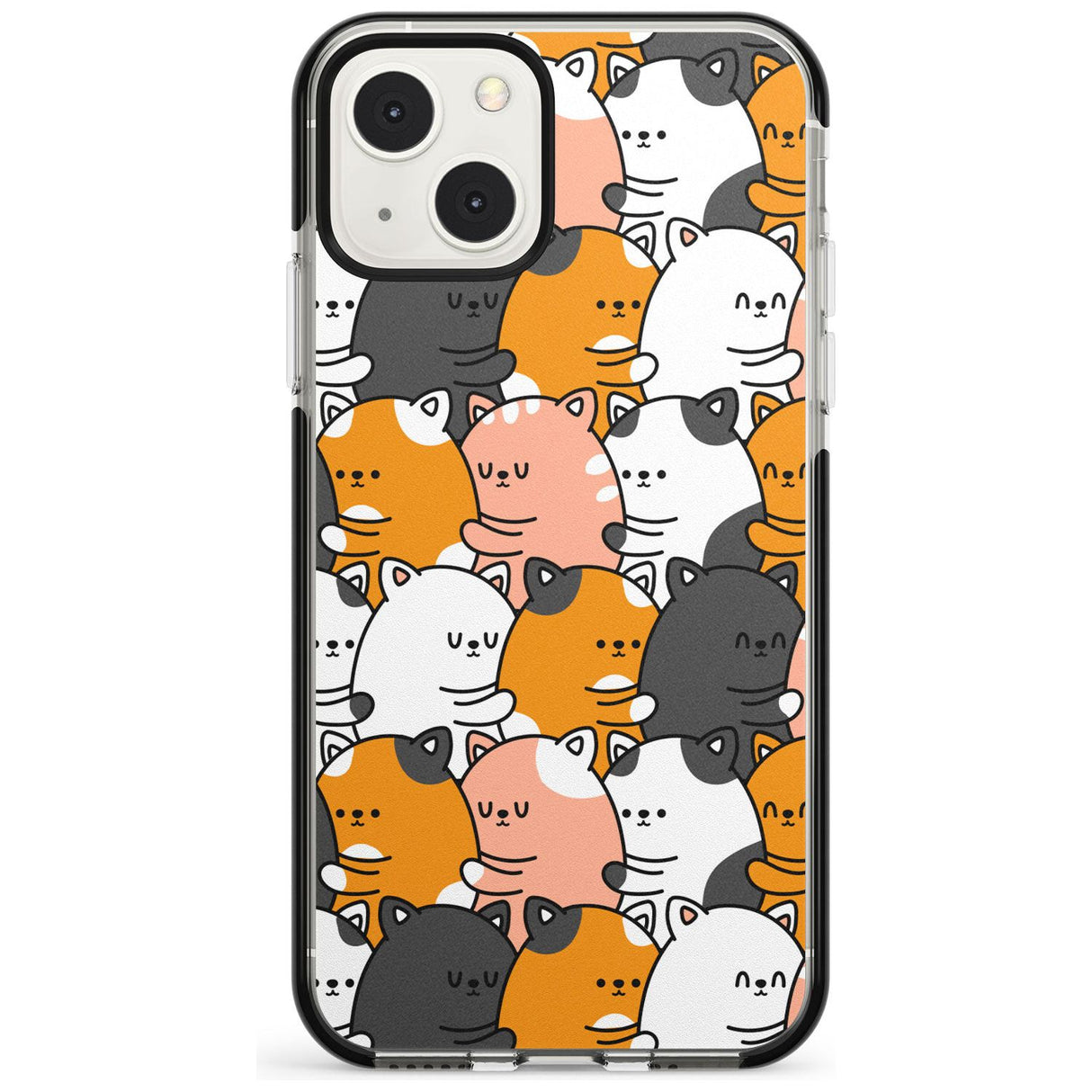 Spooning Cats Kawaii Pattern Black Impact Phone Case for iPhone 13 & 13 Mini
