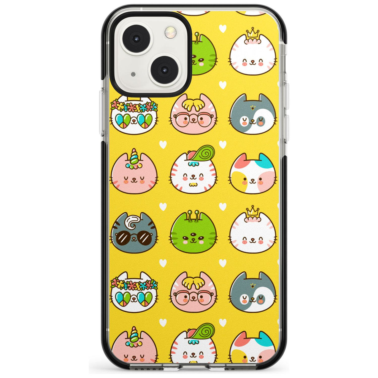 Mythical Cats Kawaii Pattern Black Impact Phone Case for iPhone 13 & 13 Mini