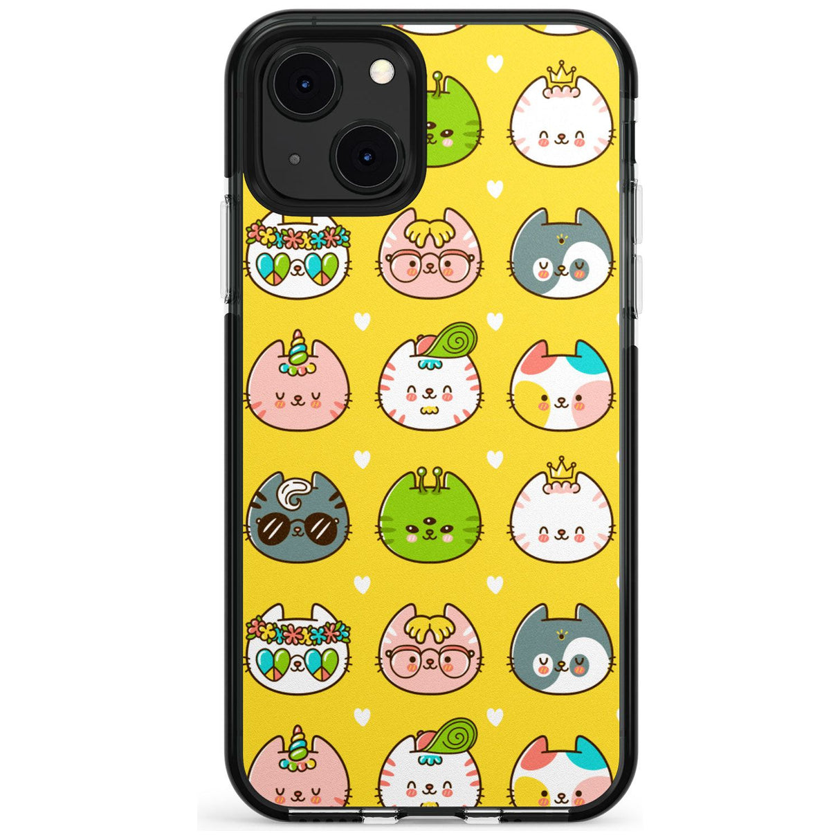 Mythical Cats Kawaii Pattern Black Impact Phone Case for iPhone 13 & 13 Mini