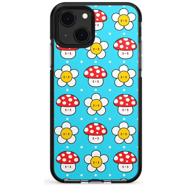 Shroom Bunnies Kawaii Pattern Black Impact Phone Case for iPhone 13 & 13 Mini