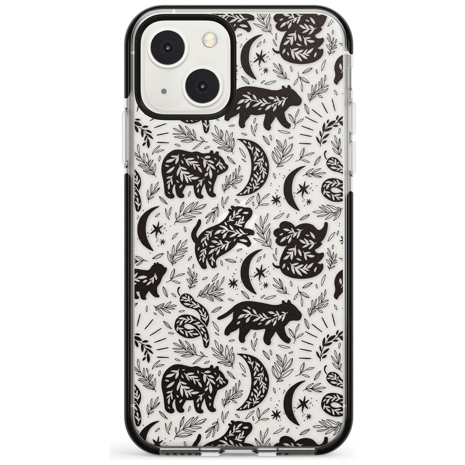Leafy Bears Phone Case iPhone 13 Mini / Black Impact Case Blanc Space