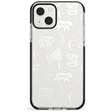 Forest Animal Silhouettes: White/Clear Phone Case iPhone 13 Mini / Black Impact Case Blanc Space