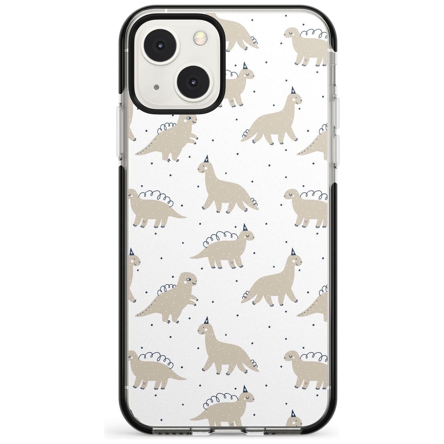 Adorable Dinosaurs Pattern Phone Case iPhone 13 Mini / Black Impact Case Blanc Space