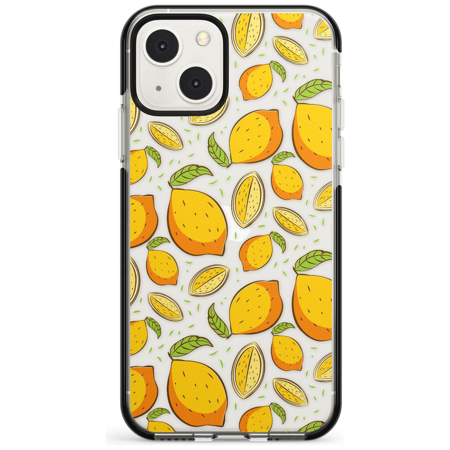 Lemon Pattern Black Impact Phone Case for iPhone 13 & 13 Mini