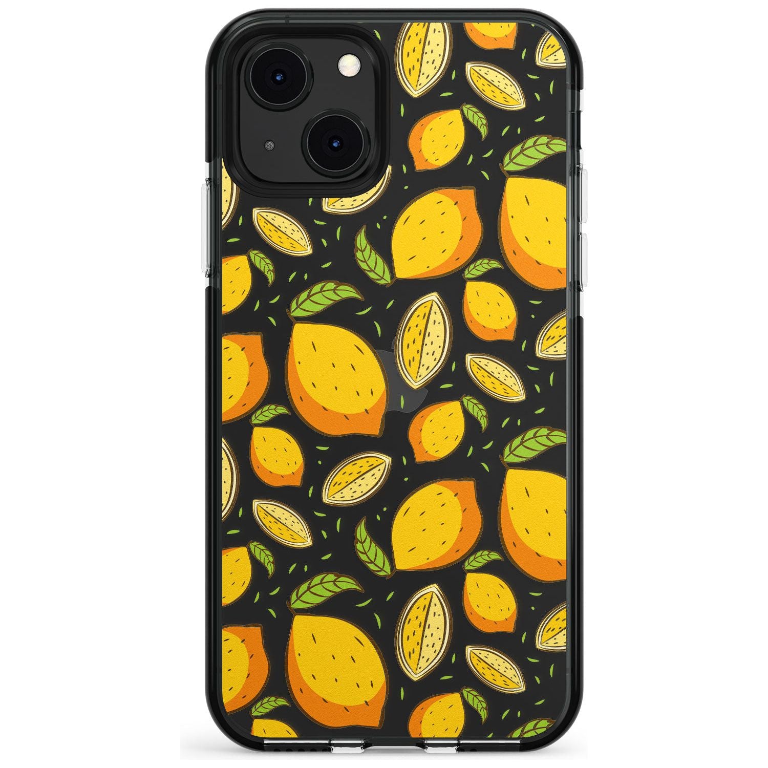 Lemon Pattern Black Impact Phone Case for iPhone 13 & 13 Mini