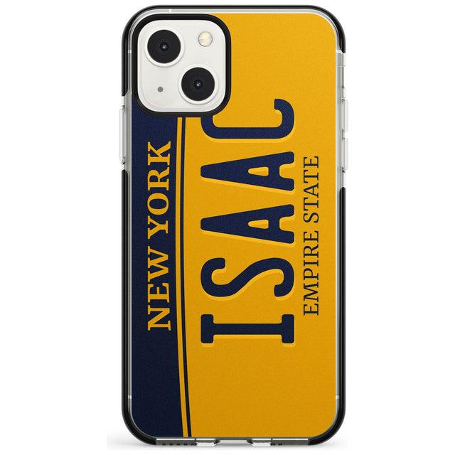 New York License Plate Custom Phone Case iPhone 13 Mini / Black Impact Case Blanc Space