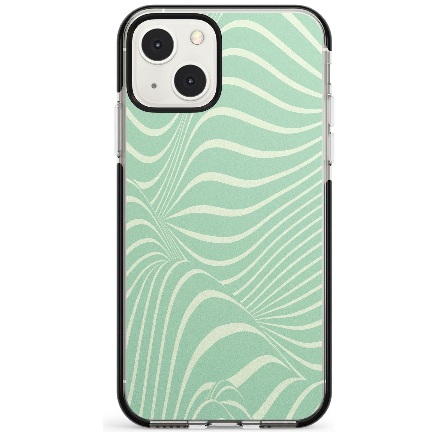 Mint Green Distorted Line Phone Case iPhone 13 Mini / Black Impact Case Blanc Space