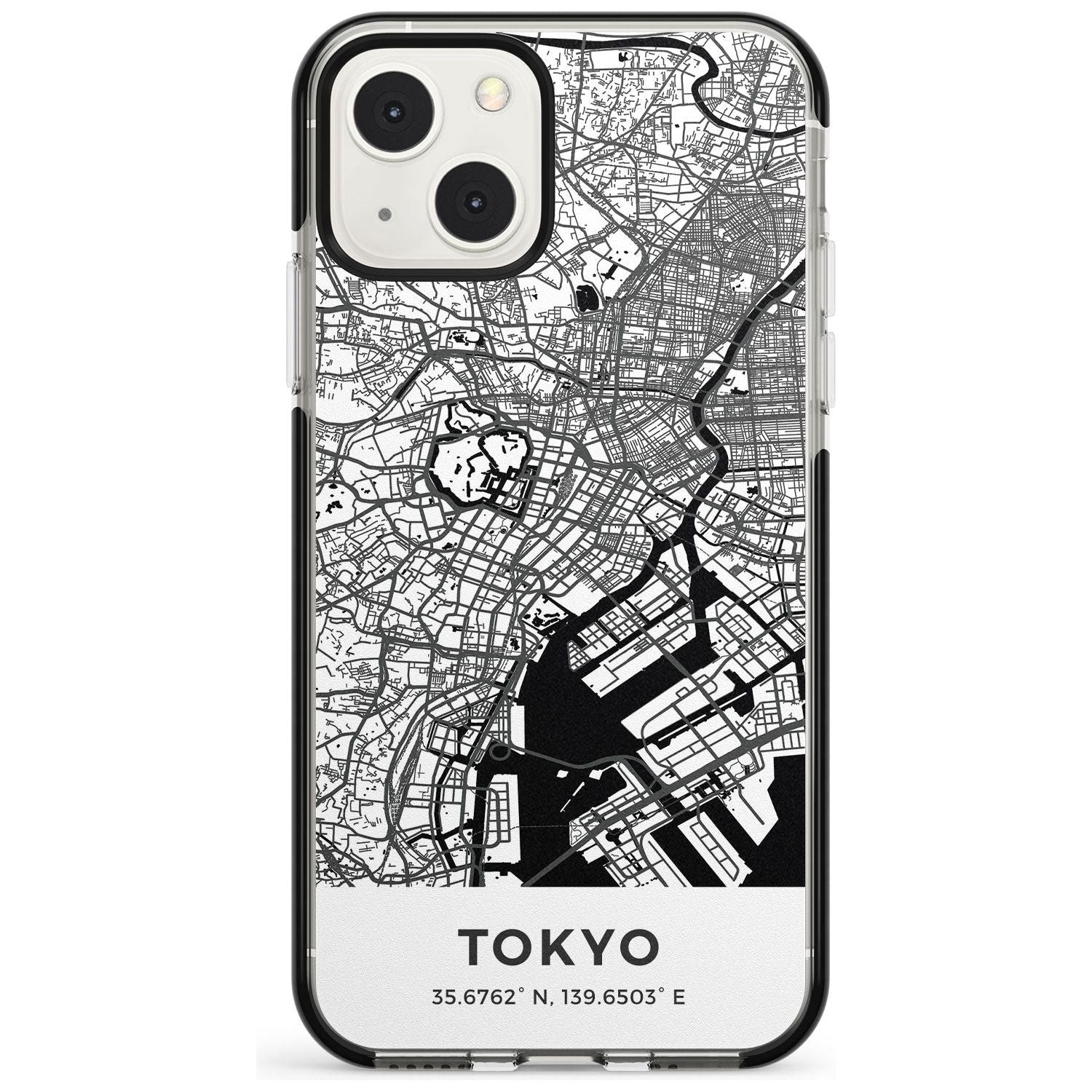 Map of Tokyo, Japan Phone Case iPhone 13 Mini / Black Impact Case Blanc Space