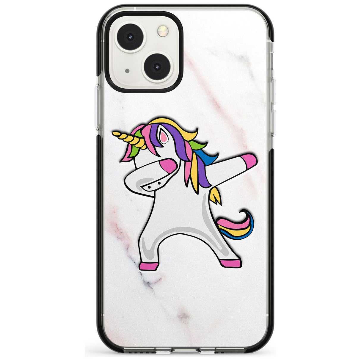 Designer Marble Unicorn Dab Phone Case iPhone 13 Mini / Black Impact Case Blanc Space