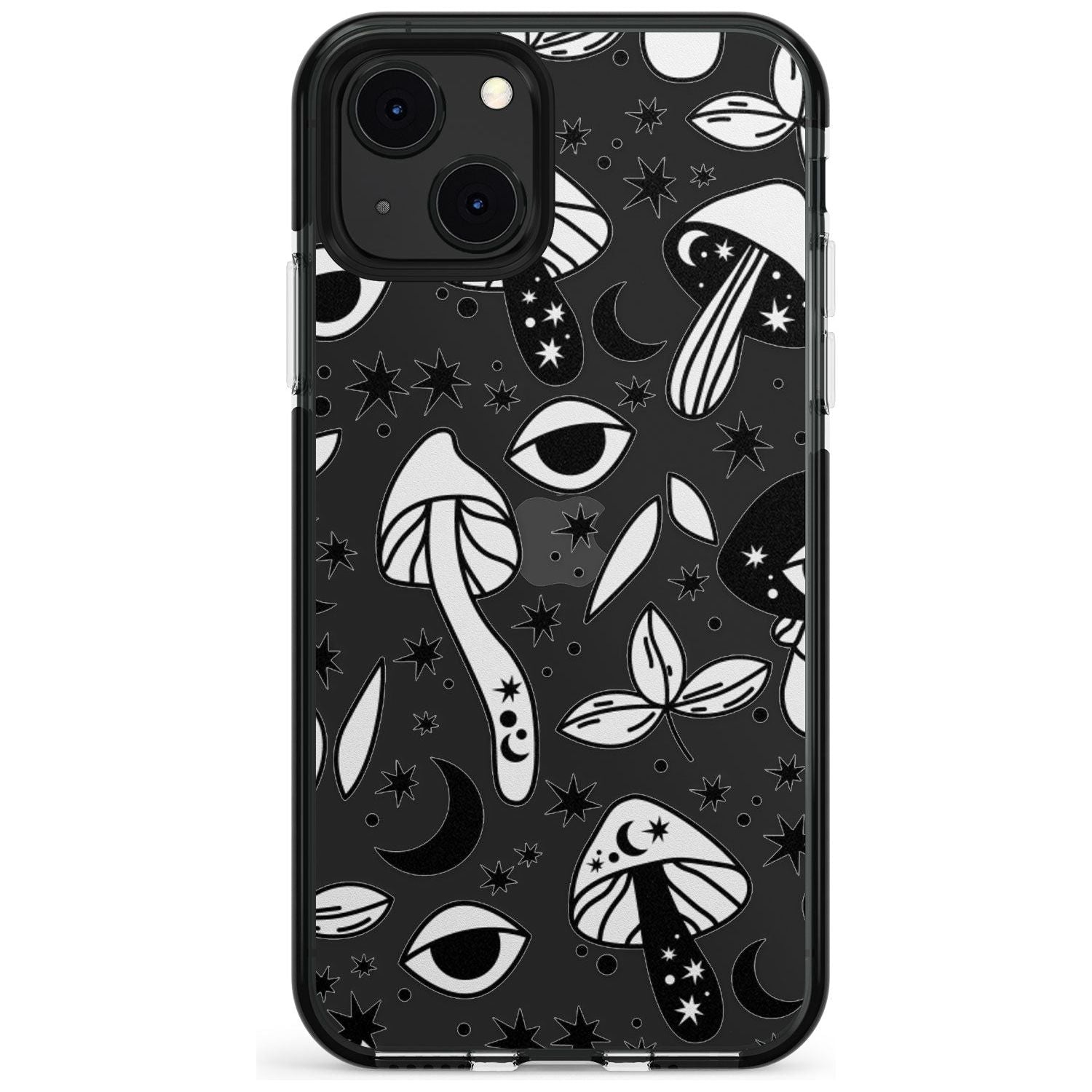 Psychedelic Mushrooms Pattern Black Impact Phone Case for iPhone 13 & 13 Mini