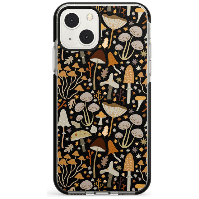 Sentimental Mushrooms Pattern Black Impact Phone Case for iPhone 13 & 13 Mini