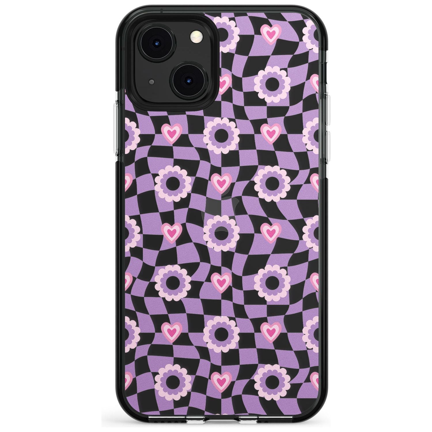 Checkered Love Pattern Black Impact Phone Case for iPhone 13 & 13 Mini