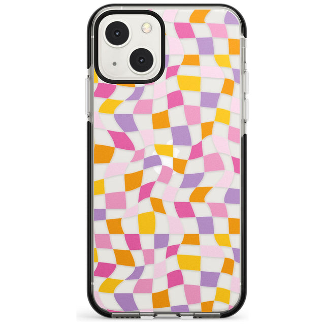 Wonky Squares Pattern Black Impact Phone Case for iPhone 13 & 13 Mini