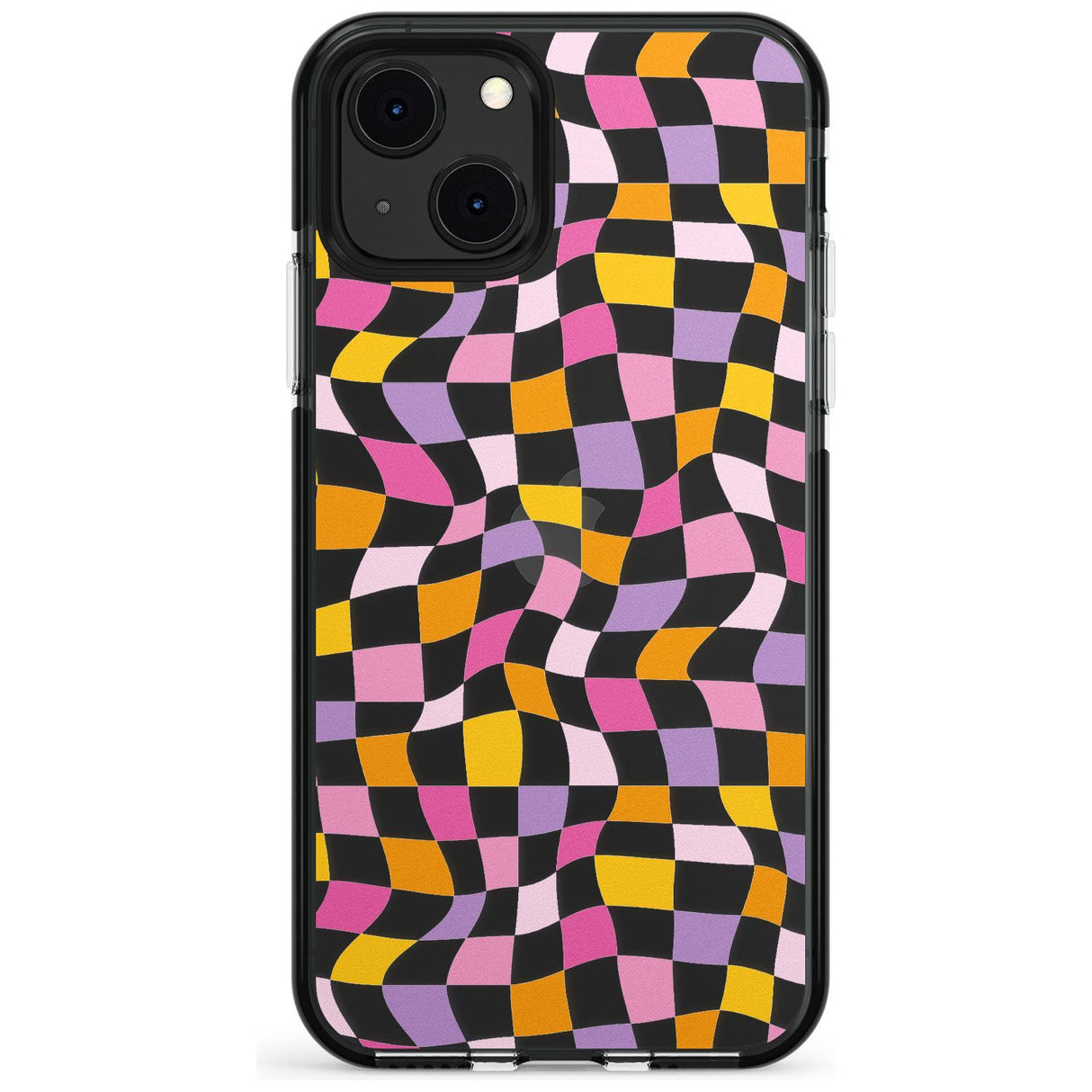 Wonky Squares Pattern Black Impact Phone Case for iPhone 13 & 13 Mini