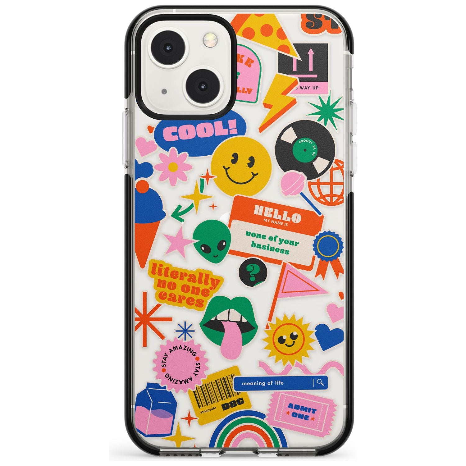 Nostalgic Stickers #1 Phone Case iPhone 13 Mini / Black Impact Case Blanc Space