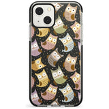 Cute Owl Pattern Phone Case iPhone 13 Mini / Black Impact Case Blanc Space