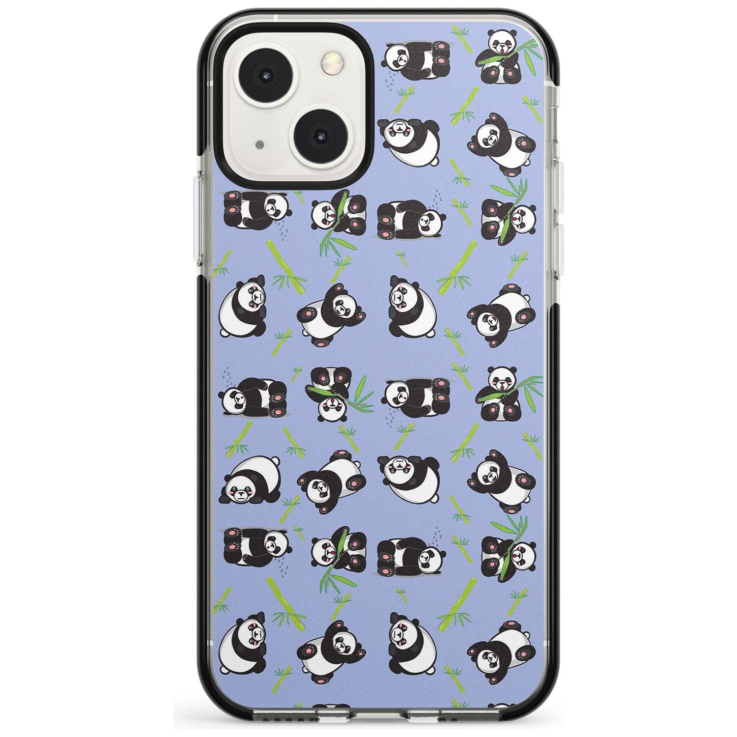 Panda Pattern Phone Case iPhone 13 Mini / Black Impact Case Blanc Space