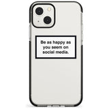 Happy on Social Media Phone Case iPhone 13 Mini / Black Impact Case Blanc Space