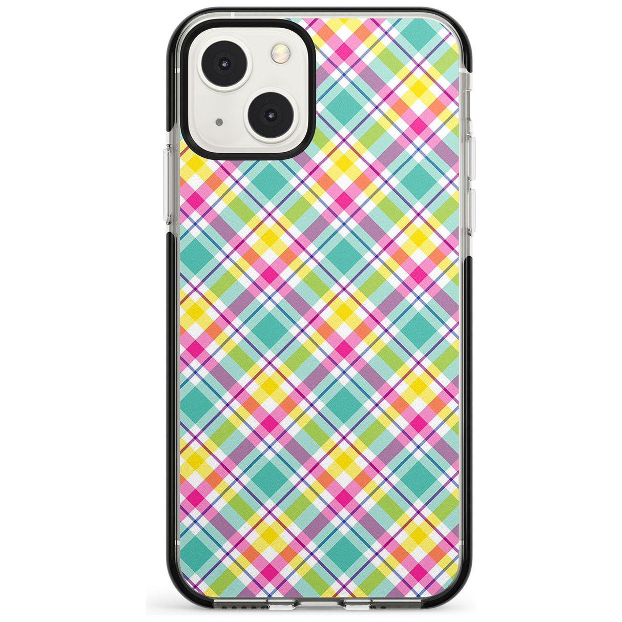 Crosshatch Plaid Phone Case iPhone 13 Mini / Black Impact Case Blanc Space