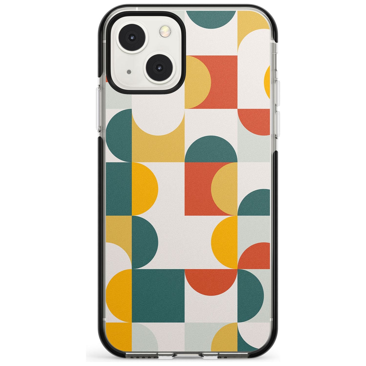Abstract Retro Shapes: Muted Colour Mix Phone Case iPhone 13 Mini / Black Impact Case Blanc Space
